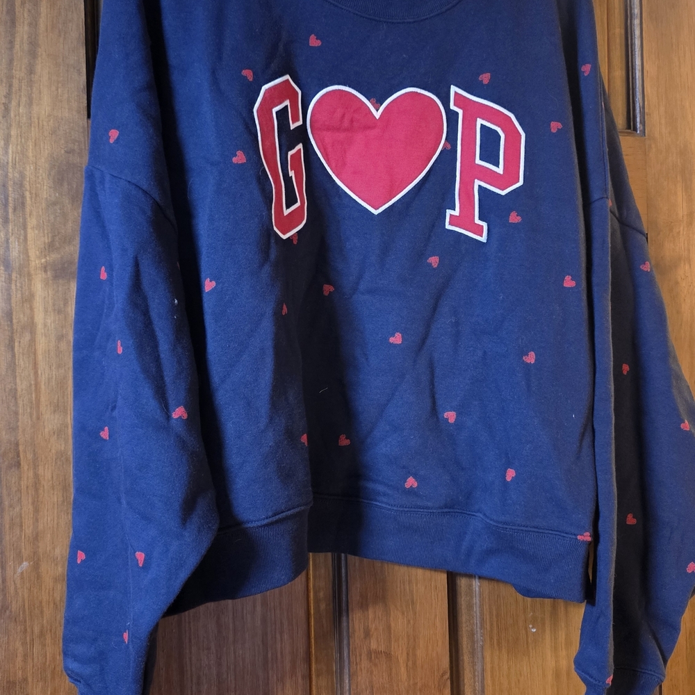 GAP Navy Blue Sweatshirt with Red Heart Logo
